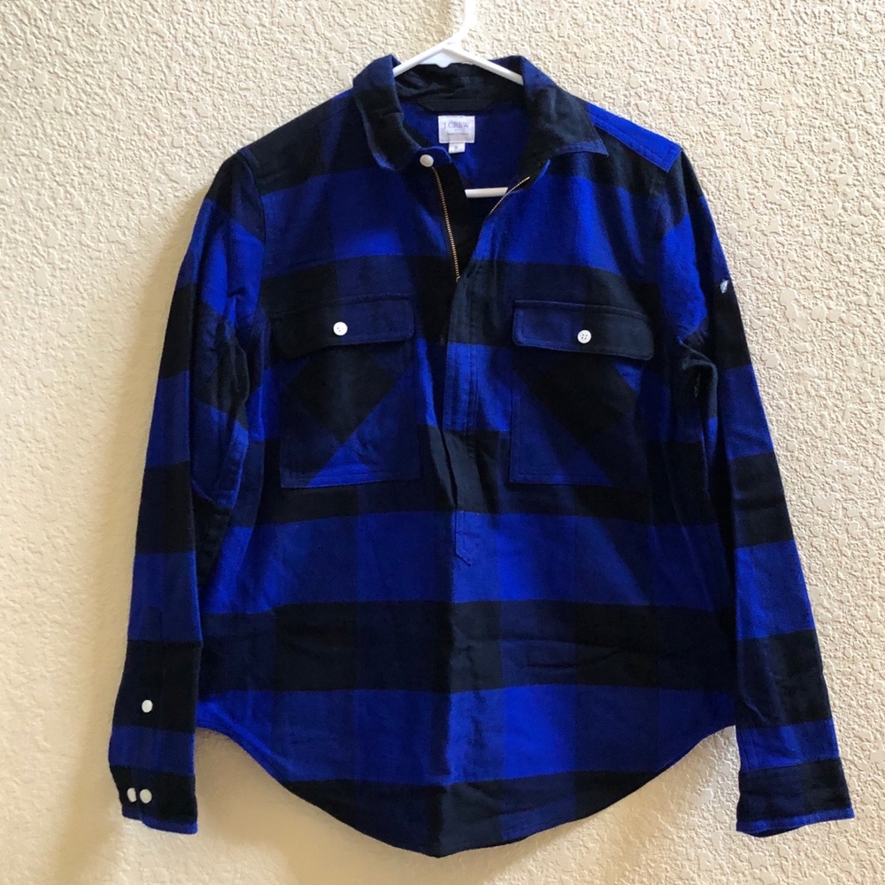 J.Crew Half Zip Buffalo Plaid Top